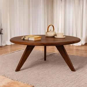 Table d'appoint minimaliste en bois massif avec plateau relevable, portable, à lattes, pour patio, jardin, balcon, camping, table basse - Product Image 4
