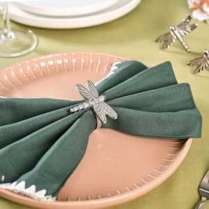 Dragonfly Napkin <b>Ring</b> <b>Set</b> Pure Brass Vintage Luxury <b>Silver</b> for Weddings Restaurants Includes 6 Napkin Holders Made Resin Wood - Product Image 6