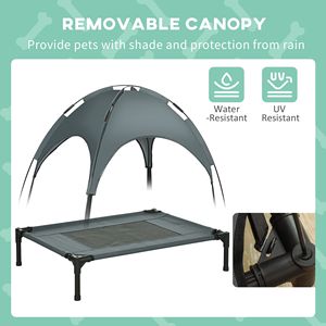 Lettino per Cani XL da Esterno da 30 Pollici con Tettuccio Parasole Protetto dai Raggi UV, Motivo Floreale, Letto Rialzato Grigio per Animali Domestici, Letto da Campeggio con Tettuccio Rimovibile - Product Image 6