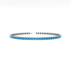 14k <b>Solid</b> <b>Gold</b> Natural Swiss Blue Topaz Tennis Chain Bracelet Her Valentine Gift Fine Jewelry Party Wear Elegant Tennis Bracelet - Product Image 2