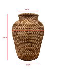 Jarrón de Ratán Tejido a Mano Ecológico para Decoración del Hogar, Cesta de Flores Multifuncional de Mimbre Estilo Boho para Sala de Estar, Hotel, Resort - Product Image 6