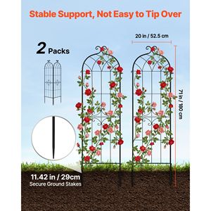 Traliccio per Rose da Giardino 71 x 20 Pollici, Comodo Sistema di Bloccaggio, Confezione da 2, Finitura Verniciata a Polvere, Altezza 3 Piedi - Product Image 2