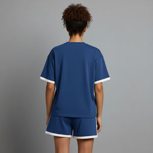 Casual Matching Lace Above Knee Solid Short Sleeve Shirt Sweatsuit Shorts <b>Sets</b> High Street Style <b>2</b> <b>Piece</b> <b>Set</b> - Product Image 3