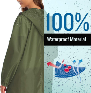 Impermeable Ligero para Mujer, con Capucha, Diseño Largo, de PU y Poliéster, para Viajes al Aire Libre - Product Image 3