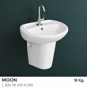 อ่างล้างหน้าแบบตั้งพื้นทรงวงรี Moon Set พร้อมก๊อกน้ำแบบรูเดียว สไตล์ร่วมสมัย สำหรับห้องน้ำ  ติดตั้งบนพื้น  ผิวโครเมียม พร้อมที่ระบายน้ำ - Product Image 2