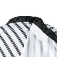 Cape de coiffure professionnelle rayée en tissu anti-adhésif, avec fermeture à bouton-pression réglable, réutilisable pour salon de coiffure