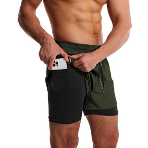 Pantalones Cortos Deportivos 2 en 1 para Hombre de Secado Rápido con Forro de Compresión y Bolsillo para Teléfono |   Equipo de Entrenamiento Deportivo de Alto Rendimiento - Product Image 2