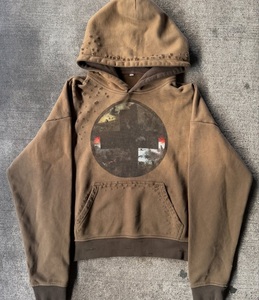 Nouveau sweat à capuche surdimensionné personnalisé, effet vintage délavé et vieilli, en coton épais, brodé, style streetwear - Product Image 4