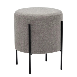 Nouveau style de tabouret ottoman noir avec revêtement, pour décoration de sol ou de chevet, tabouret ottoman en métal avec rembourrage gris, vente en gros - Product Image 1