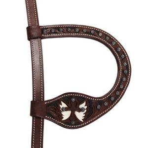 Cabezada de cuero pintada a mano con diseño de una oreja y ala pintada, estilo western, proveedor OEM - Product Image 5
