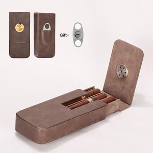 Estuche para cigarros de cuero genuino con cortador integrado, bolsa de transporte con cortador incorporado para un almacenamiento y transporte seguros, en venta. - Product Image 6