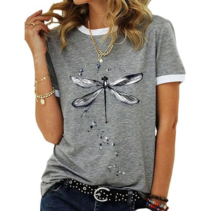 Camisetas de Jersey con Estampado de Libélulas Divertidas y Lindas para Mujer, Transpirables, Casuales y Relajadas, de Manga Corta para Verano - Product Image 3