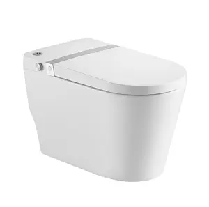 Penutup kursi Toilet gantung dinding keramik pintar, penutup kursi pemanas Toilet 360 derajat busa penutup otomatis dan kursi Toilet cerdas