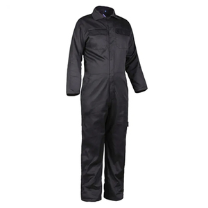 Combinaison de travail industrielle légère et robuste en polycoton à prix abordable, uniforme de travail une pièce multi-poches, combinaison de travail noire pour chaudière - Product Image 3