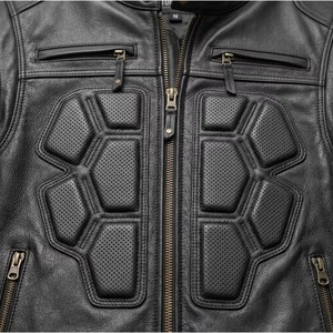Blouson de moto en cuir pour homme, personnalisé, blindé, coupe-vent, manches longues, protection hivernale, en cuir de vachette véritable, OEM - Product Image 3