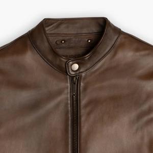 Blouson Bomber Homme Printemps Décontracté Extérieur Léger en Laine Col V Fermeture Éclair Cuir Véritable Écologique Personnalisé Imperméable - Product Image 4