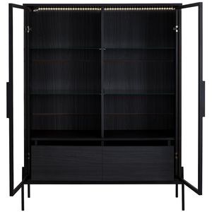 Vetrina LED Moderna Minimalista da 51,2 Pollici con Porta in Vetro Temperato e Gambe in Metallo, Espositore Illuminato per Soggiorno - Product Image 6