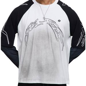 Camisetas de Manga Raglán para Hombre, Estilo Urbano, Camisetas de Manga Larga con Estampado Gráfico de Algodón para Hombre, Producción de Ropa Urbana Personalizada - Product Image 5