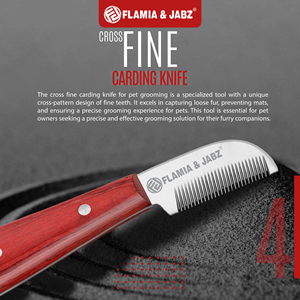 FLAMIA & JABZ หวีกรูมมิ่งสุนัขสแตนเลส ด้ามไม้สีแดง มีดตัดขนสัตว์เลี้ยงสำหรับเทอร์เรียร์ - Product Image 6