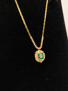 <b>Emerald</b> Cut Vintage IGI Certified 14K Gold Plated Zinc Alloy <b>Pendant</b> Women's Classic Solitaire Necklace Jewelry Gift - Product Image 3