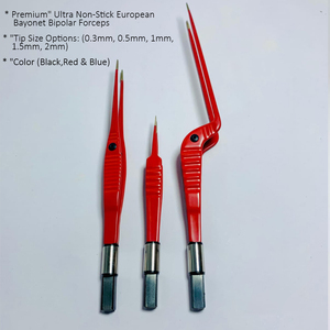 Pinzas Bipolares de Bayoneta Europeas de Acero Inoxidable Ultra Antiadherentes Rojas Reutilizables de Primera Calidad para Operaciones Veterinarias 0.3mm 0.5mm 1mm 1.5mm - Product Image 4