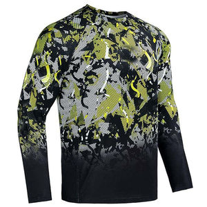 Camiseta Deportiva de Pesca para Hombre, Manga Larga, Secado Rápido, Estampada, Cuello Redondo, Corte Regular, Algodón/Fibra de Bambú, Tejido Sólido - Product Image 4