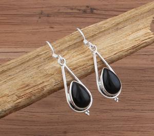Boucles d'oreilles pendantes en onyx noir naturel en gros, argent sterling 925, bijoux de luxe, prix d'usine en vrac - Product Image 3