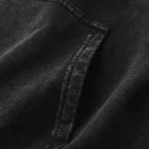 Sudadera con Capucha Negra para Hombre, 100% Algodón, Impermeable, Felpa Francesa Lavada, Personalización con Estampado Frontal, Ropa de Invierno - Product Image 3