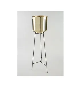 Jardinière en métal élégante avec support pour la présentation de plantes saisonnières dans la décoration intérieure et les arrangements de jardin extérieur. Polyvalente. - Product Image 4
