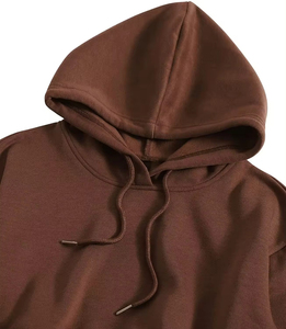 Sudadera con Capucha Marrón para Mujer, de Color Sólido, Manga Larga, Tejida en Algodón, Informal, para Invierno, Ecológica, Transpirable - Product Image 6