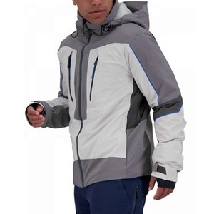 Custom OEM Men Latest Fashion Navy Blue and White <b>Ski</b> Jacket Long Sleeves Multiple Pockets Warm Jacket - Product Image 3