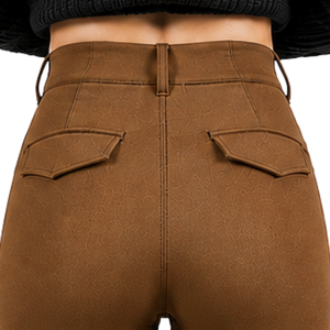 Pantalon d'équitation pour femme marron camel, taille haute, extensible, avec grip intégral, pour entraînement et compétition - Product Image 6