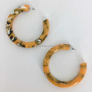 Dernières boucles d'oreilles créoles ouvertes en forme de C haute résine acrylique mode femmes parfait acier inoxydable plastique accessoires femmes cadeau - Product Image 6