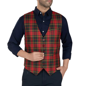 Mens Elegant Plaid Tartan Waistcoat Classic Vest For Weddings Parties And Formal Business Meetings - Product Image 4