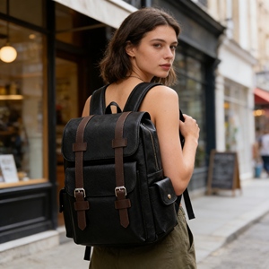 <span class=keywords><strong>Mochila</strong></span> Unisex de Moda Ligera de Cuero PU, Impermeable, con Cierre de Cremallera Antirrobo, Portátil y Duradera para la Escuela, Negocios y Uso Diario - Product Image 5