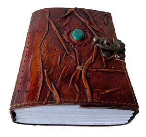 Cuaderno de cuero genuino hecho a mano, con forma de antiguo, un solo ojo, piedra, diario antiguo, libro de sombras - Product Image 3