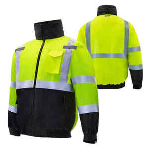 <b>Men's</b> 2-in-1 <b>Fleece</b> Winter Jacket Hi Vis Reflective Safety Workwear Waterproof Canvas High Visibility Work Wear for <b>Men</b> - Product Image 1