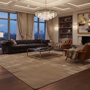 Alfombra Antideslizante de Lana/Seda Color Beige Camel, Moderna, Minimalista, Textura Suave, de Lujo, para Sala de Estar, Dormitorio, Decoración Contemporánea para el Hogar - Product Image 2