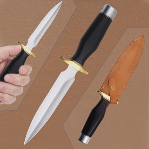 Couteau de camping extérieur personnalisé fait main en acier inoxydable, manche en corne et laiton, pointe clip, bord droit, longueur totale 14 pouces, épaisseur 0,5 mm - Product Image 2