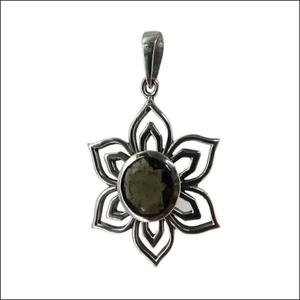 Pendentif en pierre naturelle florale, alliage plaqué argent, style vintage, bijoux cadeau unisexe - Product Image 3