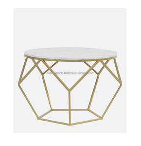 Nueva llegada elegante mesa de centro moderna Metal de oro rosa con tapa de mármol mesa auxiliar de diseño caliente para muebles de sala de estar - Product Image 5