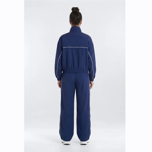 Women Plus Size Navy Blue Tracksuit 2 Piece Set Full Sleeve Turtleneck <b>Zipper</b> <b>Jacket</b> and Pants Casual Sportswear Solid Color - Product Image 4