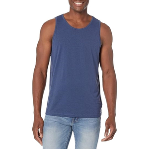 Camiseta sin Mangas Azul para Hombre, Cuello Redondo, Tejida, Color Sólido, Informal, con Logotipo Personalizado OEM 2026, Producción Harry Johnson - Product Image 1