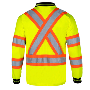 เสื้อโปโลแขนยาวสีดำแบบยูนิเซ็กซ์สำหรับงานที่ต้องการการมองเห็นสูง พร้อมแถบสะท้อนแสง ผลิตจากผ้าฝ้าย กันลมและป้องกันอันตราย - Product Image 6