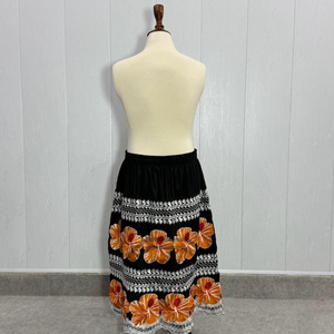Jupe longue maxi noire brodée florale ethnique pour femme, motif tribal bohème, taille haute, style robe trapèze d'été, vente en gros - Product Image 2