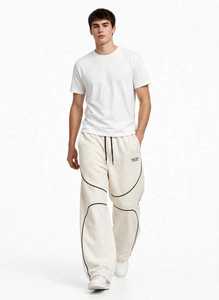 Pantalones Deportivos de Forro Polar para Hombre ONETEN, Color Gris, Cintura Alta Elástica, Bordados, Corte Holgado Informal, Tejido Transpirable, para Invierno - Product Image 5
