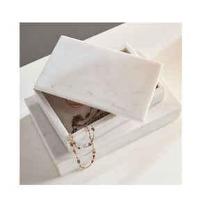 Boîte à bijoux en marbre 100% naturel, 2 pièces, deux tailles différentes, utilisée pour ranger les bracelets de montre, les pendentifs, boîte cadeau - Product Image 1