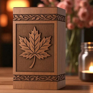 Handcrafted Rosewood Cremation Urn with Maple Leaf Engraving - Personalized Memoria Keepsake by AYAANS - Product Image 5