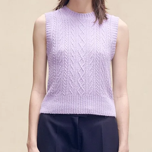 Pull en maille torsadée camel à manches courtes et col rond pour femme Everlane, 100 % laine, coupe classique, style minimaliste, automne - Product Image 2