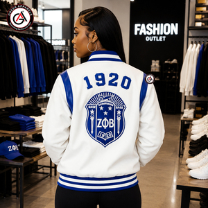 Veste de sororité Zeta Phi Beta brodée pour femmes, respirante, grande taille, style Letterman |   ZPB Soror Broderie en laine et cuir Université - Product Image 2